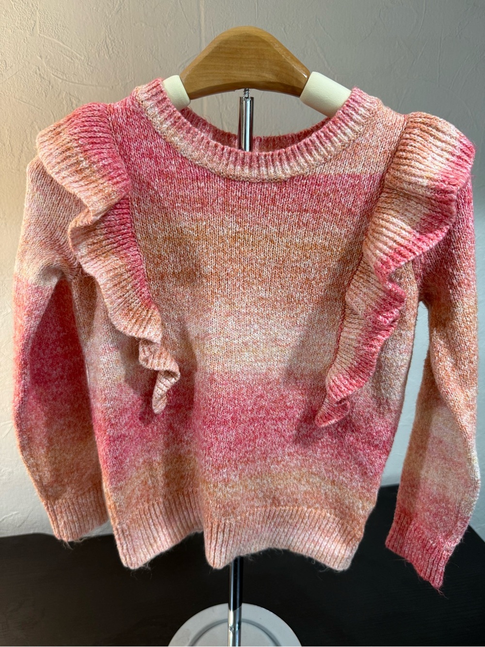 Tucker + Tate Girls 5 Pink Orange Ombre Ruffle Sweater Cotton Blend Nordstrom